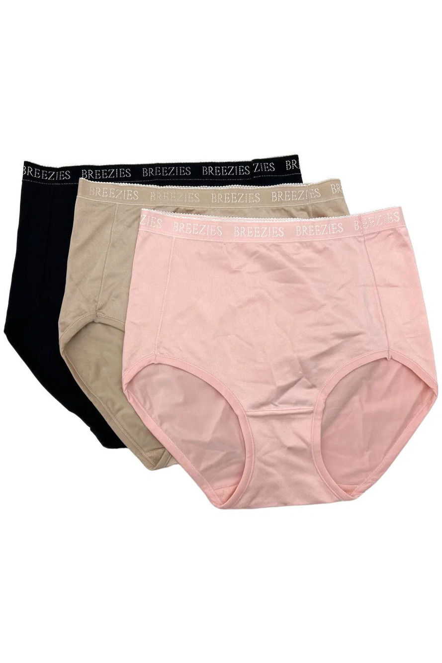 Breezies 3-pack Set Nylon Microfiber Brief Panty Berry - Regular